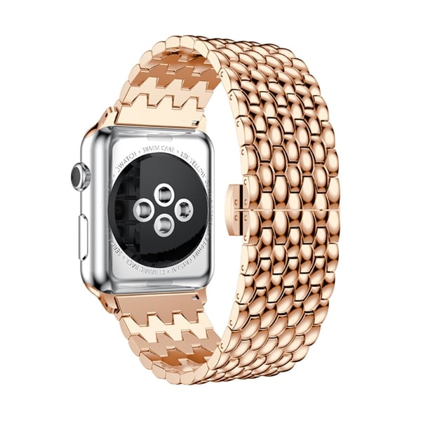 Metallarmband i Fjärilspänne Apple Watch 45mm Series 9 Roséguld