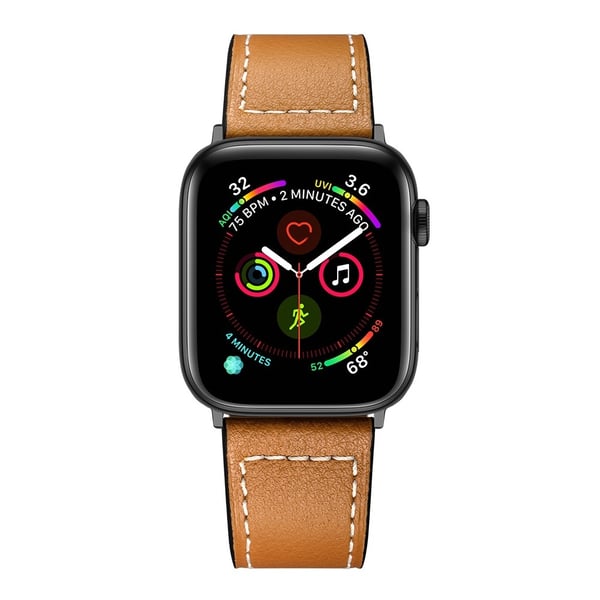 Klassiskt Läderarmband Apple Watch 45mm Series 9 Cognac