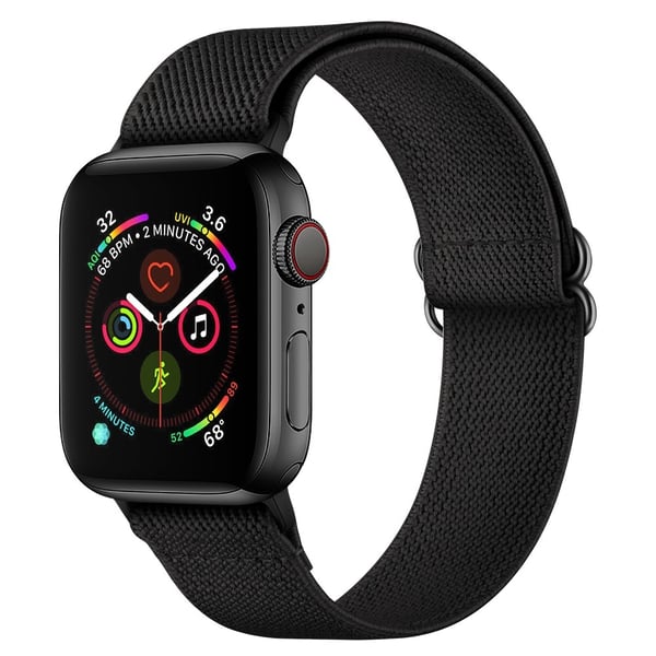 Elastiskt Nylonarmband Apple Watch 45mm Series 9 Svart
