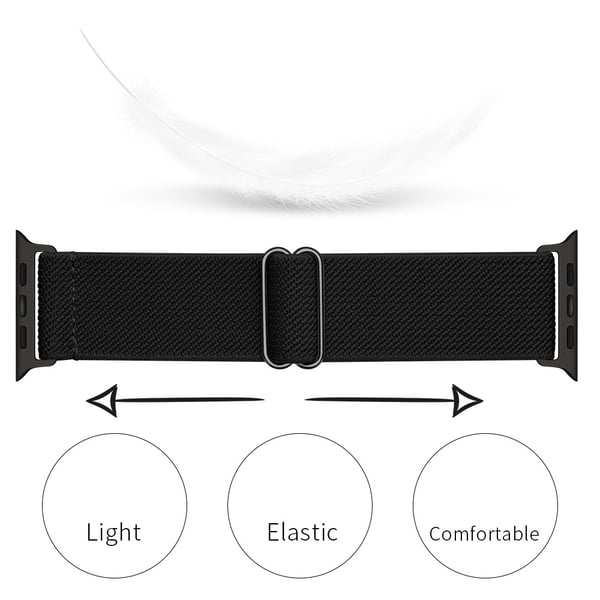 Elastiskt Nylonarmband Apple Watch 45mm Series 9 Svart