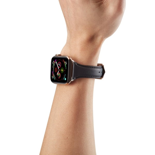 Smalt Läderarmband Apple Watch 38/40/41 mm Svart