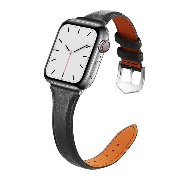 Smalt Läderarmband Apple Watch 42/44/45/49 mm Svart
