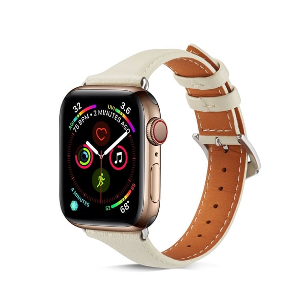 Smalt Läderarmband Apple Watch 42/44/45/49 mm Vit