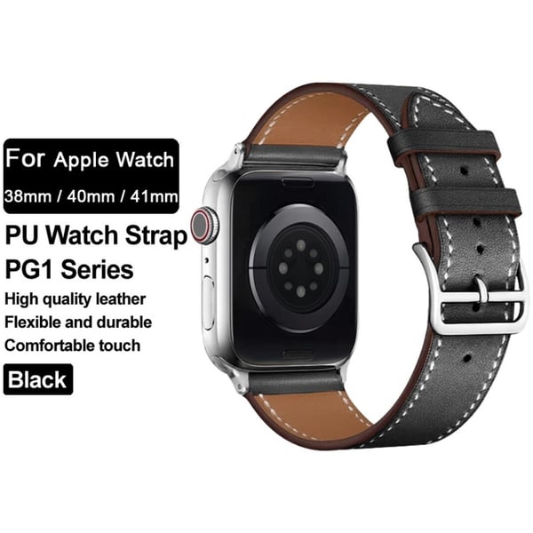 Imak Läderarmband Apple Watch 38/40/41 mm Svart