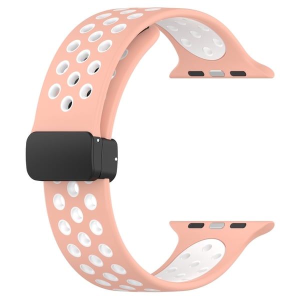 Silikonarmband Sport Apple Watch 41mm Series 9 Rosa/Vit