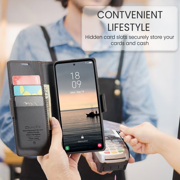 CaseMe Slim Plånboksfodral RFID-skydd Samsung Galaxy S23 FE Svart