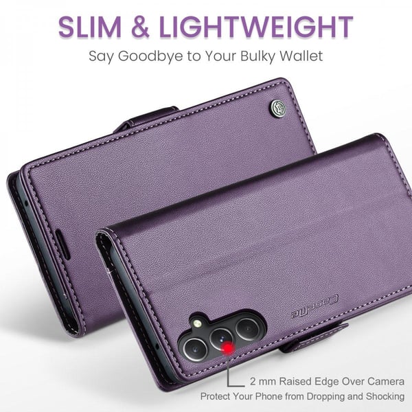CaseMe Slim Plånboksfodral RFID-skydd Samsung Galaxy S23 FE Lila