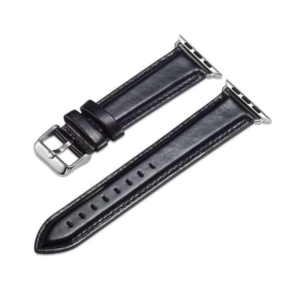 Premium Läder Band Apple Watch 42/44/45/49 mm Svart