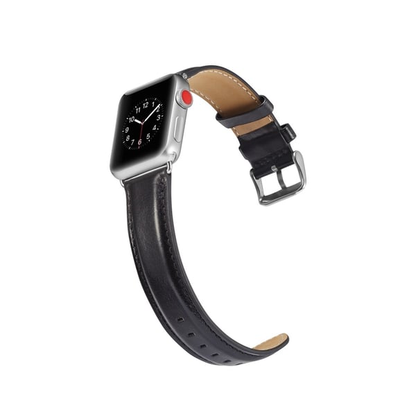 Premium Läder Band Apple Watch 42/44/45/49 mm Svart