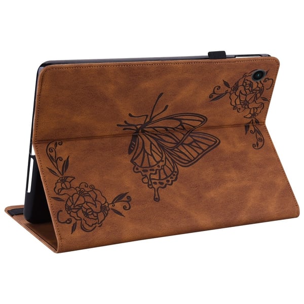 Läderfodral Samsung Galaxy Tab A8 10.5 Fjärilar Brun
