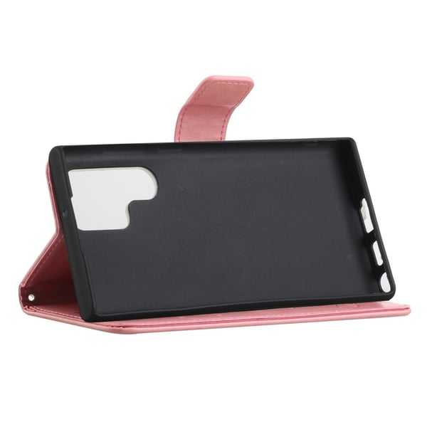 Läderfodral Fjärilar Samsung Galaxy S24 Ultra Rosa