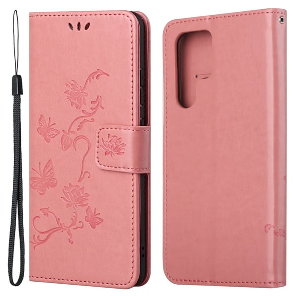 Läderfodral Fjärilar Samsung Galaxy S24 Ultra Rosa