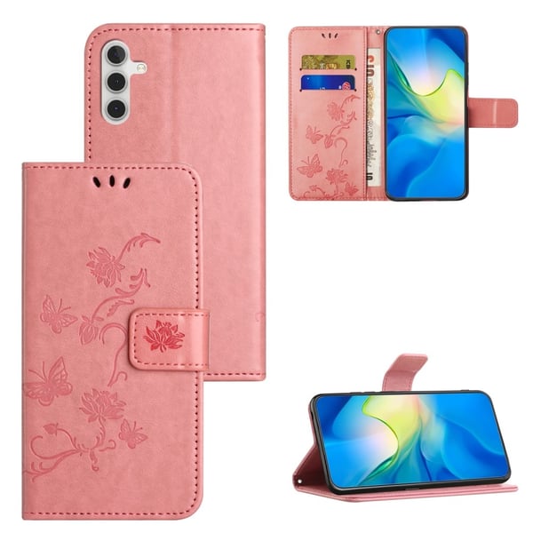 Läderfodral Fjärilar Samsung Galaxy S24 Plus Rosa Läderfodral Fjärilar Samsung Galaxy S24 Plus Rosa