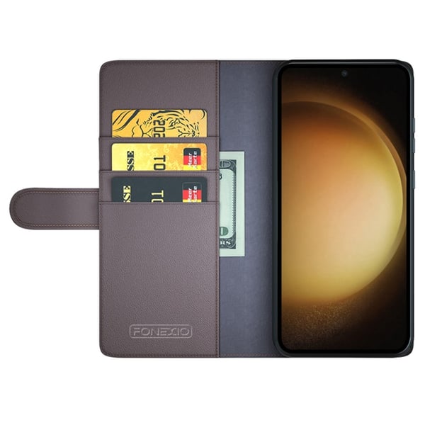 Äkta Läderfodral Samsung Galaxy S24 Plus Brun