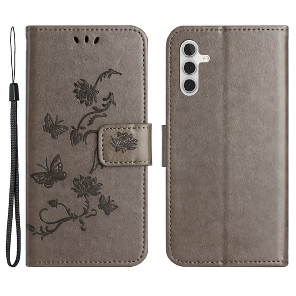 Läderfodral Fjärilar Samsung Galaxy S24 Plus Grå