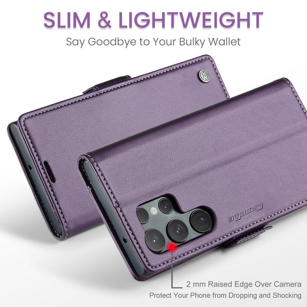 CaseMe Slim Plånboksfodral RFID-skydd Samsung Galaxy S24 Ultra Lila