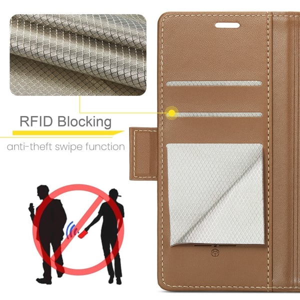 CaseMe Slim Plånboksfodral RFID-skydd Samsung Galaxy S24 Ultra Brun
