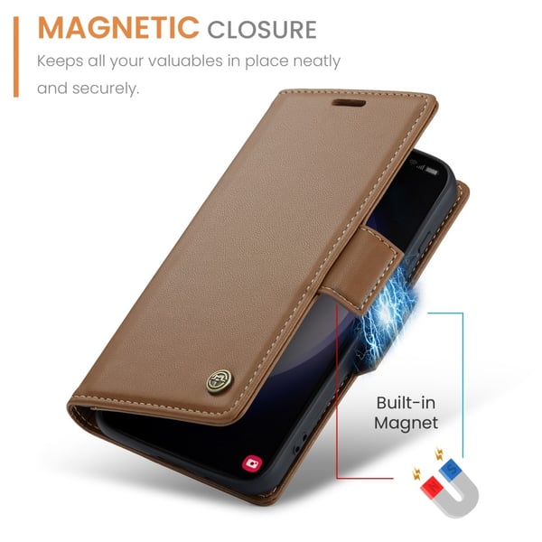 CaseMe Slim Plånboksfodral RFID-skydd Samsung Galaxy S24 Brun