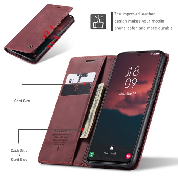 CaseMe Slim Plånboksfodral Samsung Galaxy S24 Röd