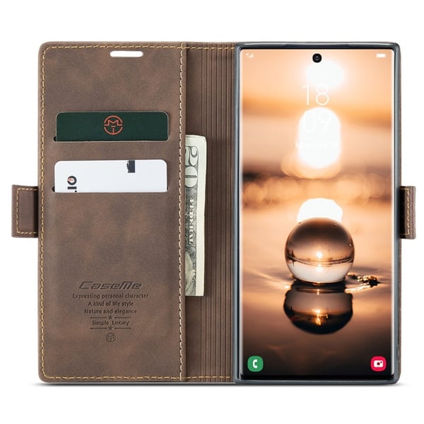 CaseMe Slim Plånboksfodral Samsung Galaxy S24 Ultra Brun