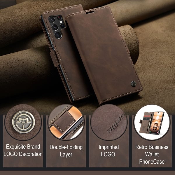 CaseMe Slim Plånboksfodral Samsung Galaxy S24 Ultra Brun
