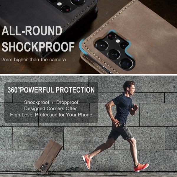 CaseMe Slim Plånboksfodral Samsung Galaxy S24 Ultra Brun