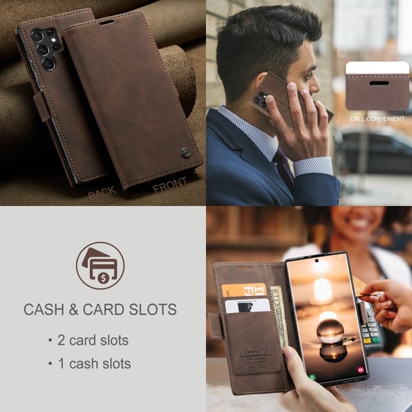 CaseMe Slim Plånboksfodral Samsung Galaxy S24 Ultra Brun