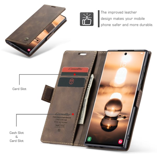 CaseMe Slim Plånboksfodral Samsung Galaxy S24 Ultra Brun
