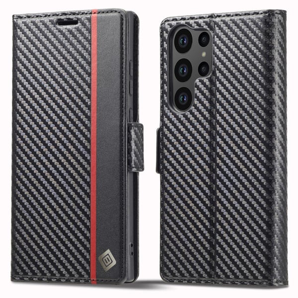 LC.IMEEKE Plånboksfodral Samsung Galaxy S24 Ultra Kolfibertextur