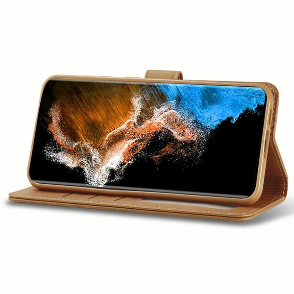 LC.IMEEKE Plånboksfodral Samsung Galaxy S24 Plus Cognac