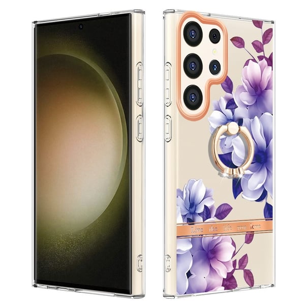 Skal Med Ringhållare Samsung Galaxy S24 Ultra Lila Blommor Skal Med Ringhållare Samsung Galaxy S24 Ultra Lila Blommor