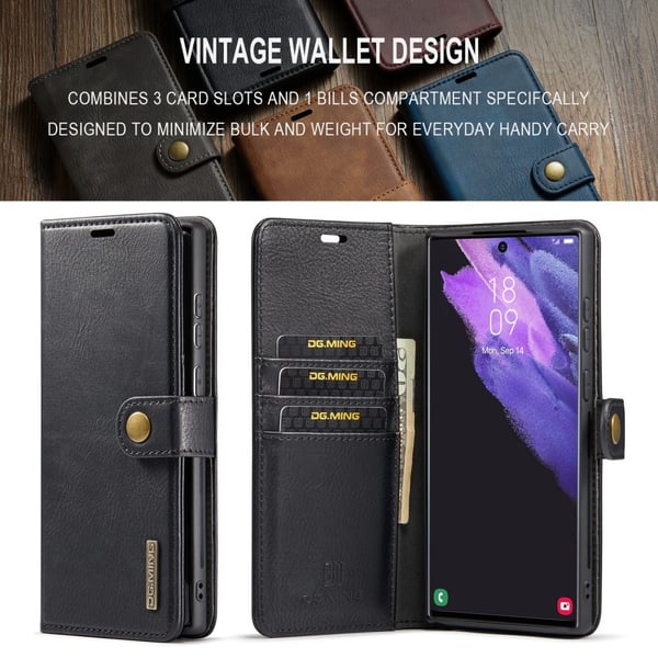 DG.MING 2-in-1 Magnet Wallet Samsung Galaxy S24 Ultra Black