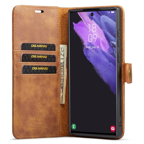 DG.MING 2-in-1 Magnet Wallet Samsung Galaxy S24 Ultra Cognac