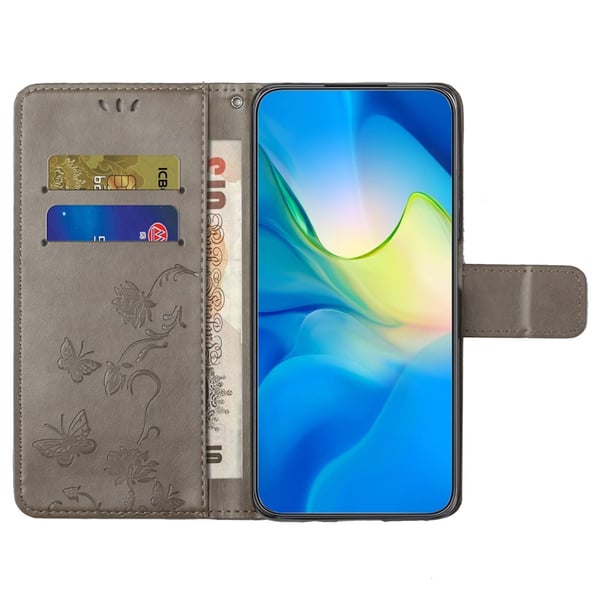 Läderfodral Fjärilar Samsung Galaxy A15 Grå