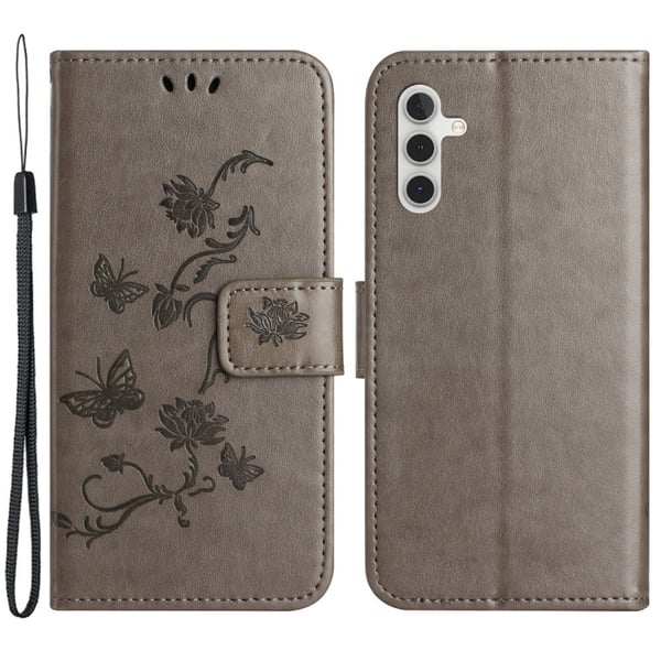 Läderfodral Fjärilar Samsung Galaxy A15 Grå