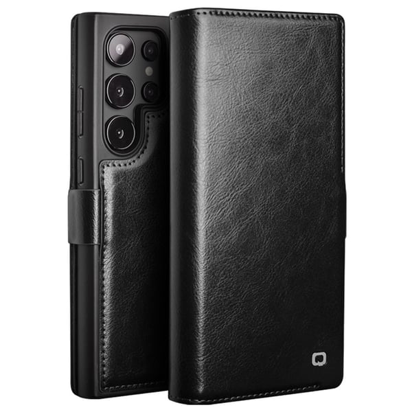 Qialino Plånboksfodral Läder Samsung Galaxy S24 Ultra Svart