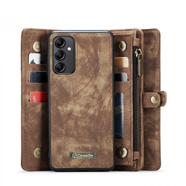 CaseMe Multi-Slot 2 i 1 Plånboksfodral Galaxy A14 Brun