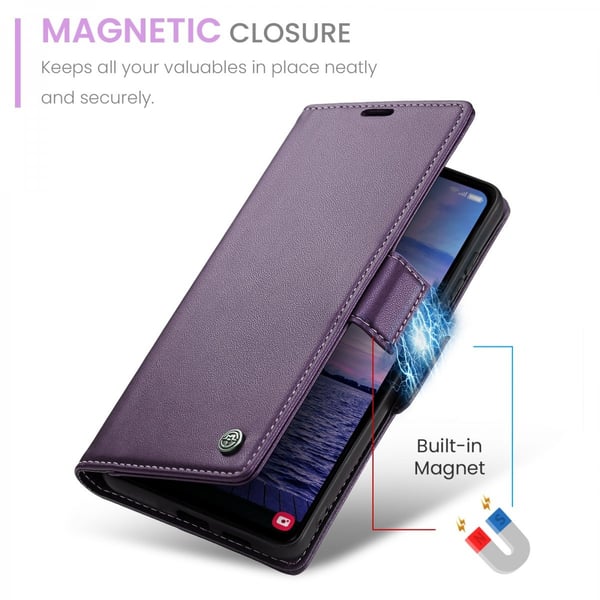 CaseMe Slim Plånboksfodral RFID-skydd Samsung Galaxy A14 Lila