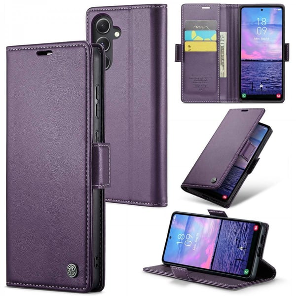 CaseMe Slim Plånboksfodral RFID-skydd Samsung Galaxy A14 Lila