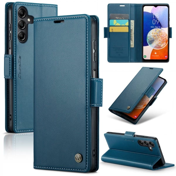 CaseMe Slim Plånboksfodral RFID-skydd Samsung Galaxy A14 Blå