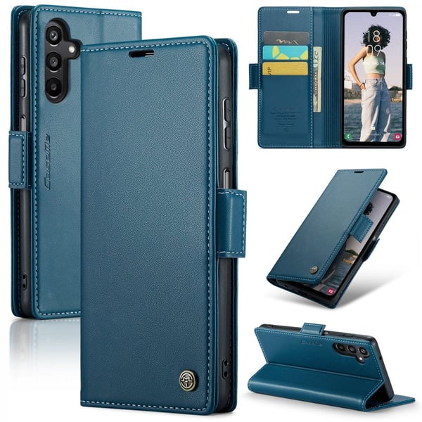 CaseMe Slim Plånboksfodral RFID-skydd Samsung Galaxy A15 Blå
