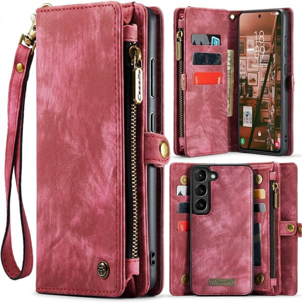 CaseMe Multi-Slot 2 i 1 Plånboksfodral Galaxy S24 Röd