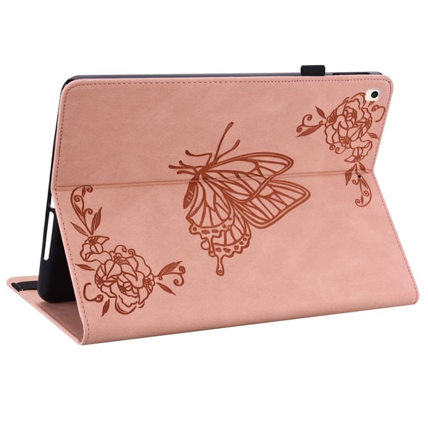 Läderfodral iPad 10.2 7th Gen (2019) Fjärilar Rosa