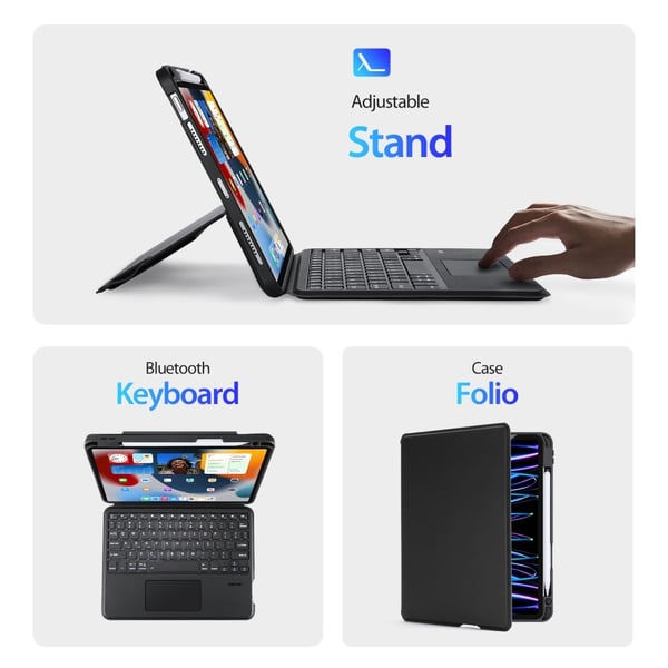 Dux Ducis Bluetooth-tangentbord Fodral iPad Pro 11 1st Gen (2018) Svart