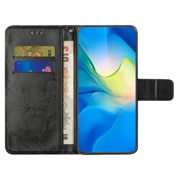 Läderfodral Fjärilar Samsung Galaxy A55 Svart