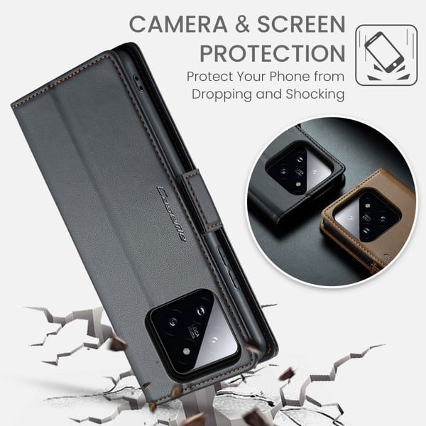 CaseMe Slim Plånboksfodral RFID-skydd Xiaomi 14 Pro Svart