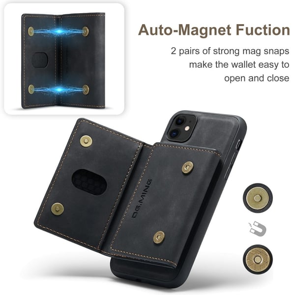 DG.MING 2-i-1 Magnetiskt Skal Med Kortfack iPhone 11 Svart