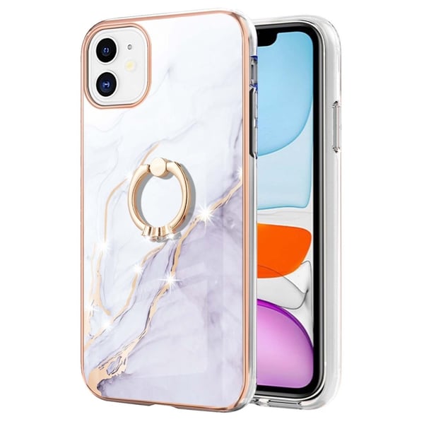 TPU Skal iPhone 11 Ringhållare Vit Marmor TPU Skal iPhone 11 Ringhållare Vit Marmor