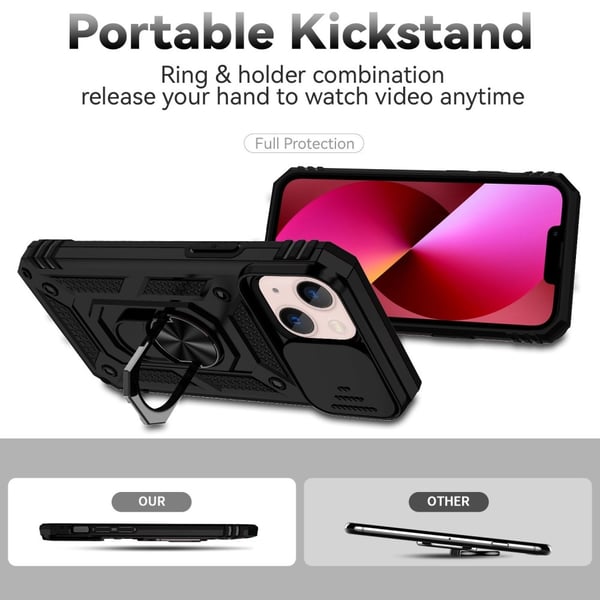Hybridskal iPhone 13 Ring + Kameraskydd Svart