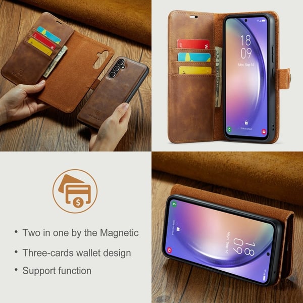 DG.MING 2-in-1 Magnet Wallet Samsung Galaxy A54 Cognac